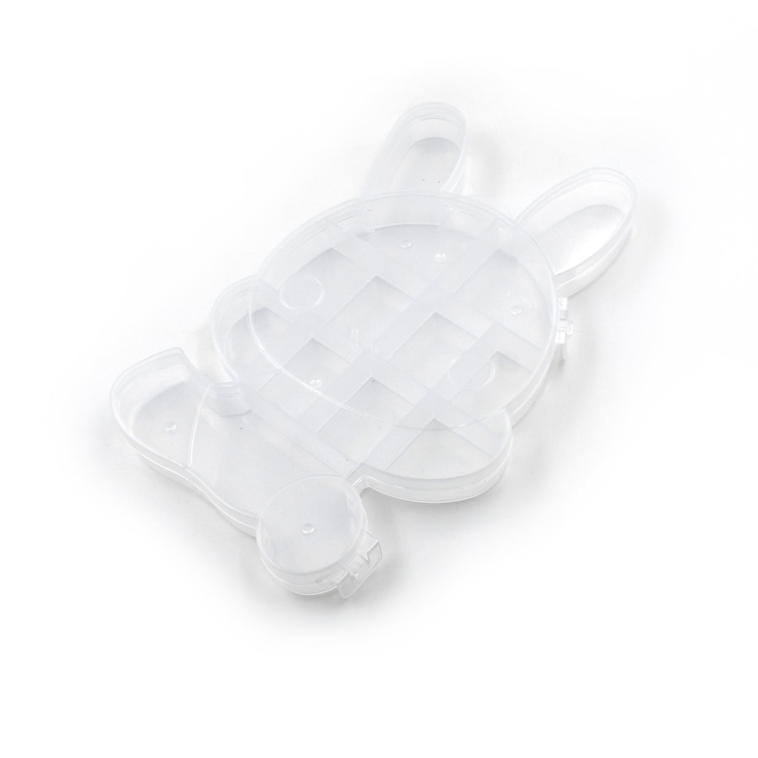 Clear storage box with bear design, plastic organizer. Clear storage box with bear design, plastic organizer.